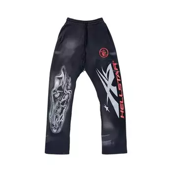 Спортивные брюки Hellstar Airbrushed Skull Flare Bottom Sweatpants, черный