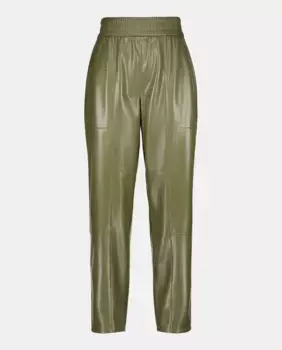 Спортивные брюки из эко-кожи Hugo Boss, хаки