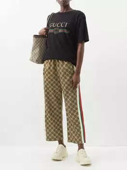 Спортивные брюки из джерси с логотипом gg Gucci, коричневый