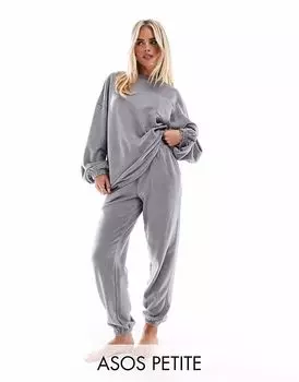 Спортивные брюки из флиса ASOS DESIGN Petite для гостиной, цвет «микс и подбор» светло-серый