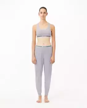 Спортивные брюки из флиса с контрастным поясом Lacoste, светло-серый