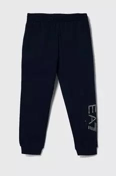 Спортивные брюки из хлопка для мальчиков EA7 Emporio Armani, темно-синий