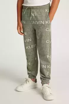 Спортивные брюки из хлопка для мальчиков Calvin Klein Jeans, зеленый
