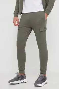 Спортивные брюки из хлопка EA7 Emporio Armani, зеленый