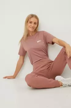 Спортивные брюки из хлопка Jack Wolfskin, розовый
