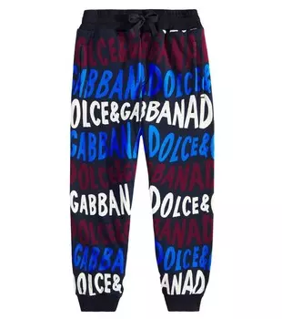 Спортивные брюки из хлопка с логотипом Dolce&Gabbana Kids, цвет dg fdo blu