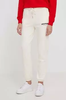 Спортивные брюки из хлопка Tommy Hilfiger, бежевый
