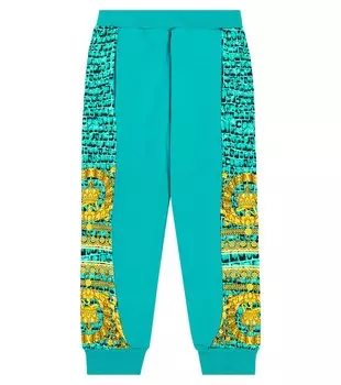 Спортивные брюки из хлопкового джерси baroccodile Versace Kids, синий