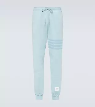 Спортивные брюки из хлопкового джерси с 4 полосками Thom Browne, синий