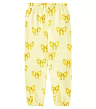 Спортивные брюки из хлопкового джерси с бантом Mini Rodini, желтый