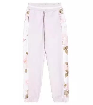 Спортивные брюки из хлопкового джерси с цветочным принтом Monnalisa, мультиколор