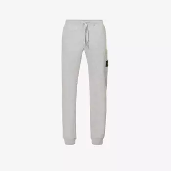 Спортивные брюки из хлопкового джерси с фирменной нашивкой и карманом на молнии Stone Island, серый
