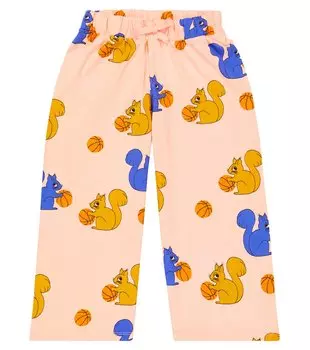 Спортивные брюки из хлопкового джерси с изображением белок Mini Rodini, розовый