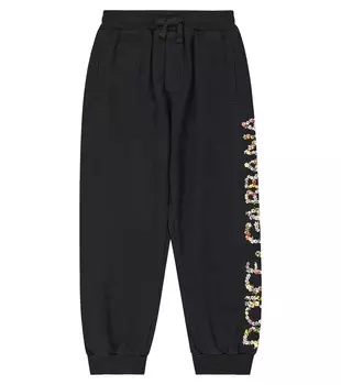 Спортивные брюки из хлопкового джерси с логотипом Dolce&Gabbana Kids, черный