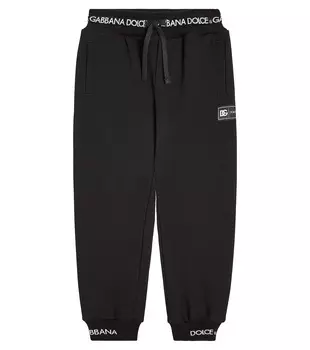 Спортивные брюки из хлопкового джерси с логотипом Dolce&Gabbana Kids, черный