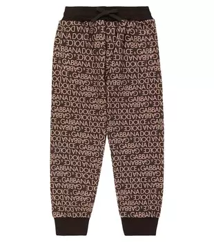 Спортивные брюки из хлопкового джерси с логотипом Dolce&Gabbana Kids, коричневый