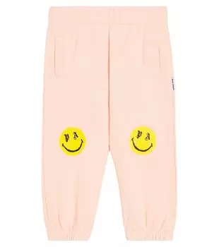Спортивные брюки из хлопкового джерси с логотипом baby Palm Angels Kids, розовый