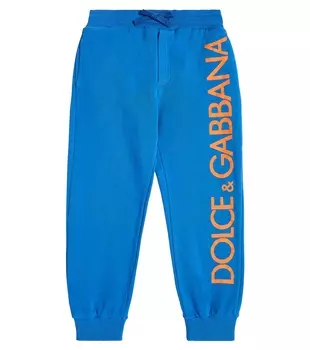 Спортивные брюки из хлопкового джерси с логотипом Dolce&Gabbana, синий