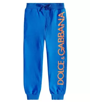 Спортивные брюки из хлопкового джерси с логотипом Dolce&Gabbana, синий