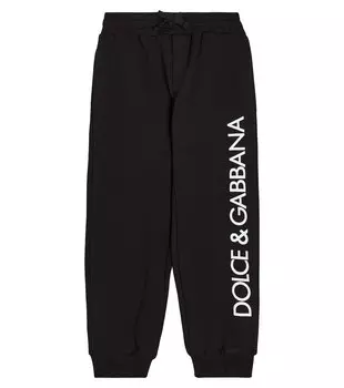 Спортивные брюки из хлопкового джерси с логотипом Dolce&Gabbana, черный