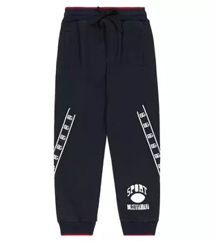 Спортивные брюки из хлопкового джерси с логотипом Dolce&Gabbana, черный