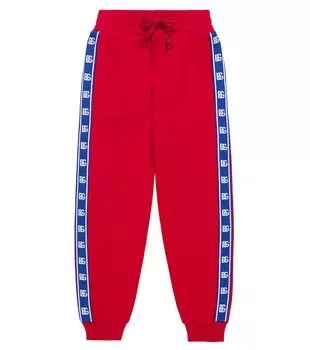 Спортивные брюки из хлопкового джерси с логотипом Dolce&Gabbana, красный