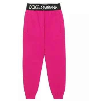 Спортивные брюки из хлопкового джерси с логотипом Dolce&Gabbana, розовый