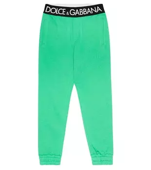Спортивные брюки из хлопкового джерси с логотипом Dolce&Gabbana, зеленый