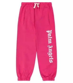 Спортивные брюки из хлопкового джерси с логотипом Palm Angels, розовый