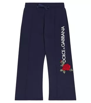 Спортивные брюки из хлопкового джерси с логотипом Rose Dolce&Gabbana, синий
