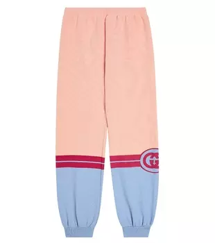 Спортивные брюки из хлопкового джерси с принтом Gucci Kids, розовый