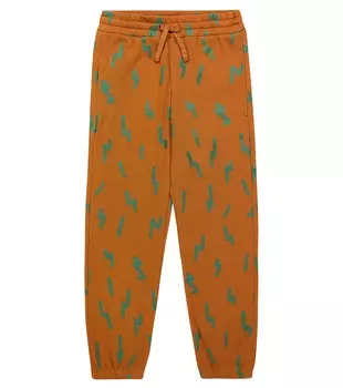 Спортивные брюки из хлопкового джерси с принтом Stella Mccartney Kids, зеленый