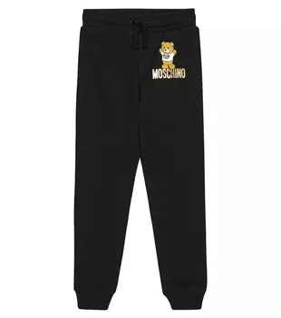 Спортивные брюки из хлопкового джерси с принтом Moschino, черный