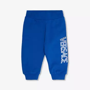 Спортивные брюки из хлопкового джерси с текстовым принтом и логотипом, 9–36 месяцев Versace, белый