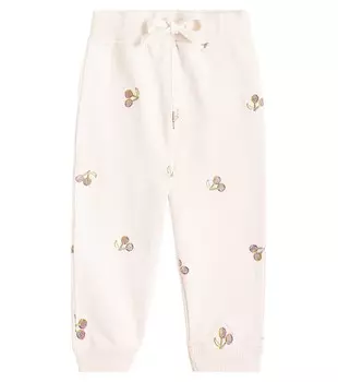 Спортивные брюки из хлопкового флиса с вышивкой baby bambo Bonpoint, розовый