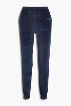 Спортивные брюки из хлопкового смесового велюра с вышивкой Eco Plush WSLY, нави