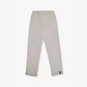 Спортивные брюки из хлопкового трикотажа с отворотами Brand-Tab для детей 4–12 лет Gucci, серый