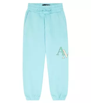 Спортивные брюки из хлопковой махры с логотипом Amiri Kids, синий