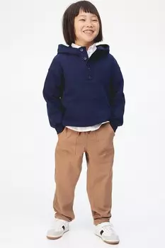 Спортивные брюки из хлопковой парусины H&M, бежевый