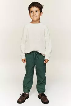 Спортивные брюки из хлопковой парусины H&M, зеленый