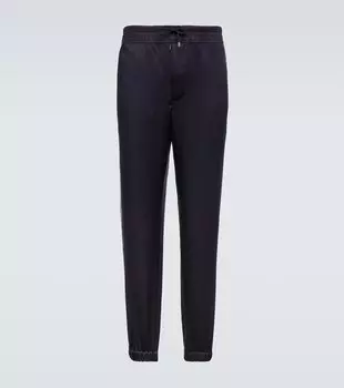 Спортивные брюки из крепа с отделкой Saint Laurent, синий