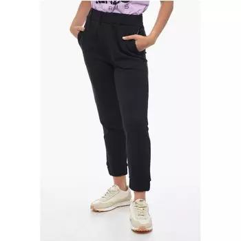 Спортивные брюки из начесаного хлопка с отделкой стразами Fabiana Filippi, Black