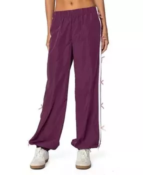 Спортивные брюки из нейлона с бантовыми полосками Edikted, фиолетовый