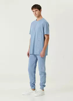 Спортивные брюки из органического хлопка Balmain, голубой
