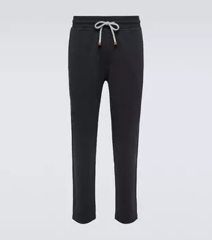 Спортивные брюки из смесового хлопка Brunello Cucinelli, черный