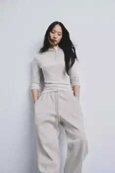 Спортивные брюки из смесового хлопка H&M, бежевый