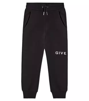 Спортивные брюки из смесового хлопка с логотипом Givenchy Kids, черный