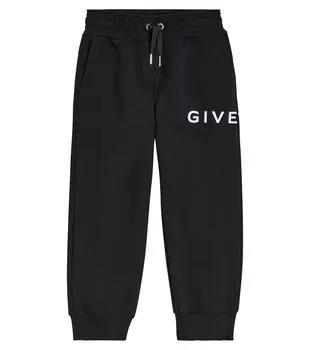 Спортивные брюки из смесового хлопка с логотипом Givenchy Kids, черный