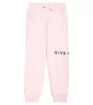 Спортивные брюки из смесового хлопкового джерси с логотипом Givenchy Kids, розовый