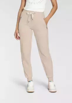 Спортивные брюки KangaROOS с карманами на молнии и полосой с логотипом, бежевый